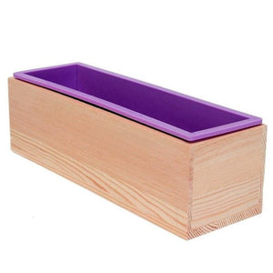 DOYOLLA Silicone Soap Loaf Molds Wood Box w/ Wooden Covers for