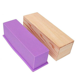 2 pc WOODEN SILICONE SOAP MOLD & LINER SET Making Kit Rubber Rectangle Wood  Box Loaf Molds Loaves Candle Professional Rectangular Bulk Wholesale 42 oz  - THE GOURMET ROSE
