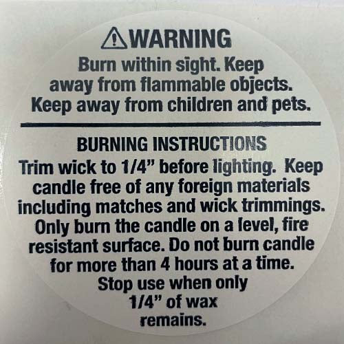 Candle Warning Labels, Candle Warning Stickers
